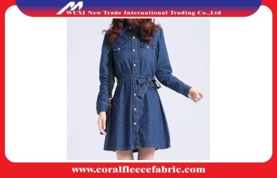 China Custom Casual Denim Long Trench Jacket / Dust Coat Jackets for Women for sale