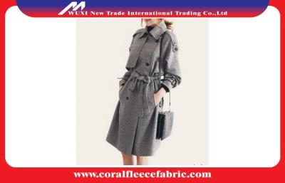 China Fashion Autumn Ladies Long Trench Jacket With Gray Latticed Pattern for sale