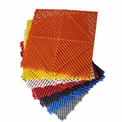 China 1.8cm car wash floor tile industrial modern style pp interlocking plastic floor tile for sale