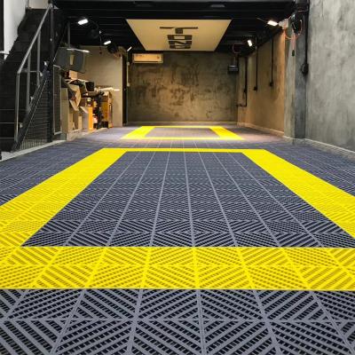 China Industrial Plastic PP Interlocking Garage Grate Tiles For Auto Detailing Floor for sale