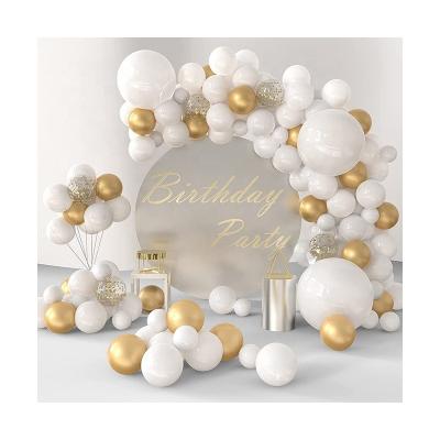 China 108pcs Bridal Shower Party Arch Garland Gold Confetti Latex Birthday Environmentally Friendly Celebration Balloons White Balloons Garland Kit for sale