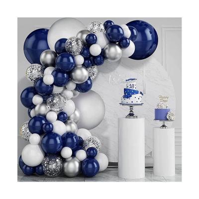 China Environmental Friendly 131PCS Confetti Balloons Silver Balloons Garland Arch Navy Blue Kit with Balloon Accessories for sale