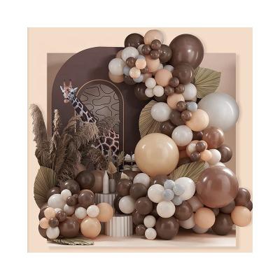 China 140 PCS Woodland Brown Balloons Environmental Friendly Birthday Baby Shower Jungle Party Decorations Brown Wild Coffee for sale