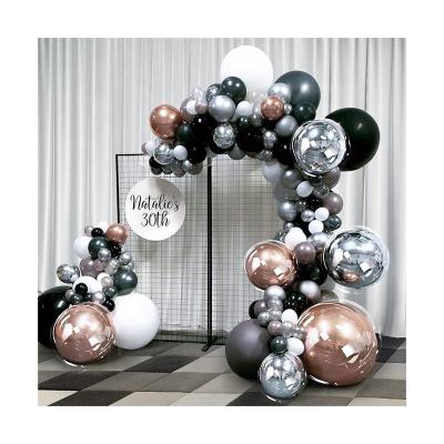 China Environmentally Friendly Metallic Home Silver White Balloon Double-Stuffed Balloon Garland Style Decorations Birthday Party Black Graduation Kit for sale