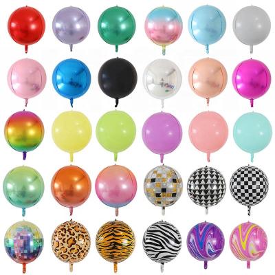 China Globos Environmental Friendly 360 Degree Around Large 22 Inch Spherical Foil 4D Foil Balloons Laser Silver Foil Metallic Disco Mirror Balloons Bulk for sale