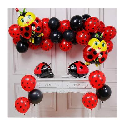 China Popular Lady Beetle Superhero Girl Kids Theme Birthday Party Banners Birthday Decoration Party Supplies Cake Toppers Polka Dot Ladybug Balloons for sale