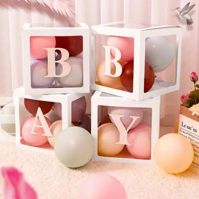 China Clear Transparent Blocks Box Letter First Birthday Centerpiece Decor Recyclable Balloons Party Decorations Baby Shower Boxes for sale