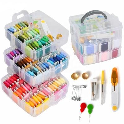 China Natural Environmentally Friendly Products Mother's Day Gift 150 Colors Sewing Kit Cross Stitch Sewing Thread Embroidery Thread Scissors Needles Tool Accessory Set for sale