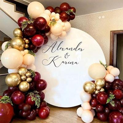 China Environmental Friendly Bachelorette Birthday Wedding Day Valentines Gold Metallic Latex Balloons Garland Arch Kit 138PCS Burgundy for sale