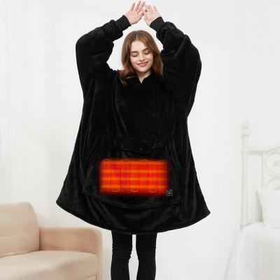 China Adjust Thicken Thermostatic Winter Controller Heated Blankets Usb Portable Oversized Electric Hoodie Blanket for sale