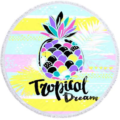 China Pineapple Microfiber Round Beach Towel Sustainable New Arrival 2021 Personalized Custom Logo for sale