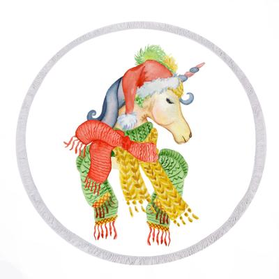 China QUICK DRY microfiber personalized round unicorn beach towel for kids and adults 150cm for sale