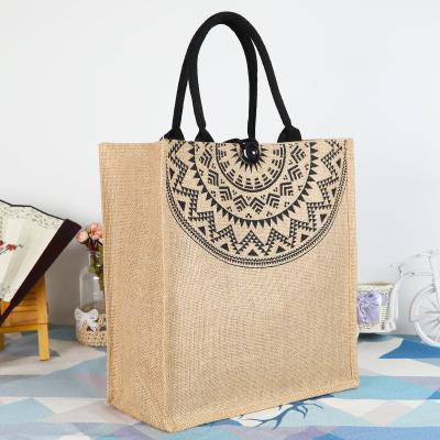 China Lightweight Eco-friendly Boho Style Shoulder Draw String Shopping Canvas Tote Bag for sale