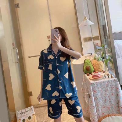 China QUICK DRY Polyester Nightgown Tops And Shorts Pijamas Womens Pajamas Set Sleepwear Size Night Suit Summer Pajamas For Women for sale