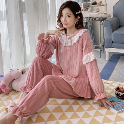 China New Design Cute QUICK DRY Women's Pajamas Set Winter Pajamas Women's Long Sleeve Sleepwear Ladies Winter Flannel Nightgown for sale