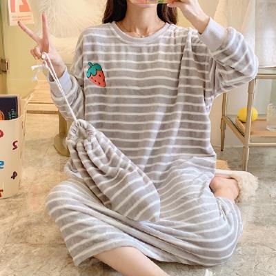 China Cute QUICK DRY Christmas Pajamas Women Ladies Shear Pajamas Set Plus Size Winter Thermal Nightgown Lady Nightgown Pijamas Pajamas for sale