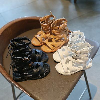 China Hot-selling Summer Flat Babies Flat Gladiator Sandals Fashion New Designs Shoes Leather Slippers Indoor Casual Shoes Slide Slippers for sale