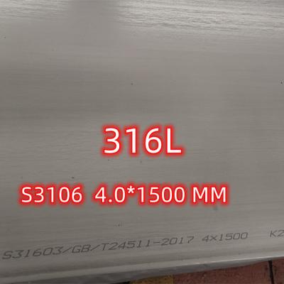 China Breedte 10002000mm van DIN1.4404 SUS316L Plaat van het Legerings316/316l Austenitic Roestvrije staal Te koop