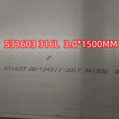 Cina Piatti di acciaio inossidabile delle proprietà 316L del piatto di acciaio inossidabile di ASTM A240 S31603 316L in vendita