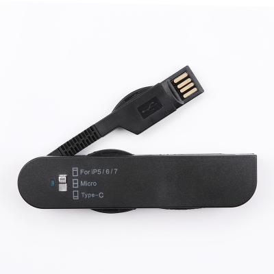 China Convenient fast charging cord 3 in1 knife data cable 3in 1 charger usb cable promotional gift for sale