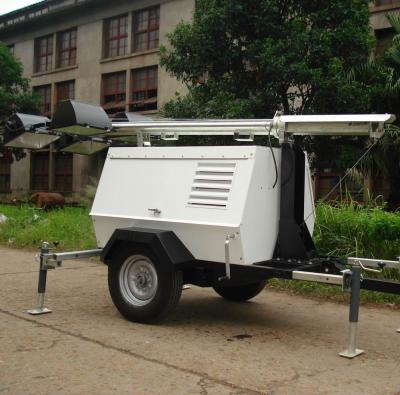 中国 6kw - 8kw ディーゼル軽いタワーの発電機、トレーラーが付いている移動式軽いタワー 1000Wx6 ランプ 販売のため