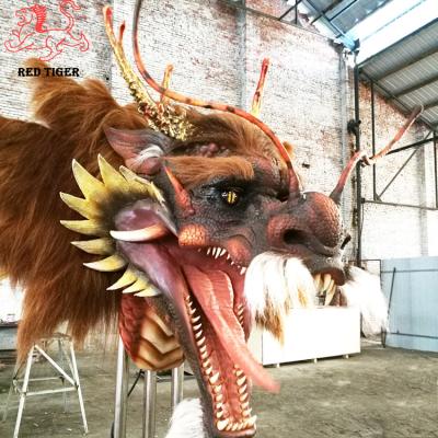 China Wandgemonteerde Animatronic Drakenkop 1,8 m 12 maanden garantie Te koop