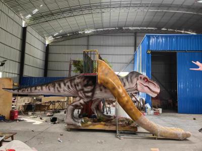 China Fiberglas-Dinosaurier schiebt Ausrüstung T Rex Slider With Stair Playground zu verkaufen