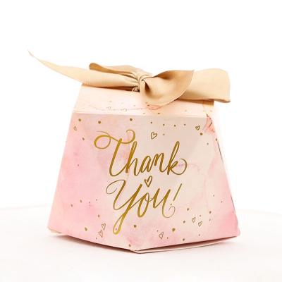 China Recyclable Diamond Shaped New Personality Favor Candy Makers Creative Indian Wedding Paper Gift Box With Bow Ribbon for sale