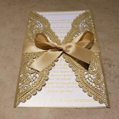 China India Hot Sale Cheapest Price Gold Laser Cut Letterpress Printing Wedding Invitations Card One Piece Invitation Cards for sale