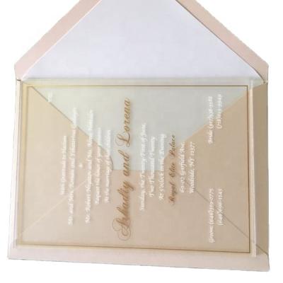 China India Hotsale Clear Acrylic Wedding Invitation Card With Fancy Envelope for sale