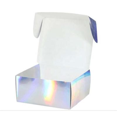 China Recycled Materials Custom Sliding Foldable Foil Drawer Holographic Paper Gift Announcement Box Logo Packaging for sale