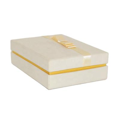 China Recyclable Custom Luxury White Packaging Book Shape Paper Gift Cardboard Base And Lid Box With Ribbon for sale