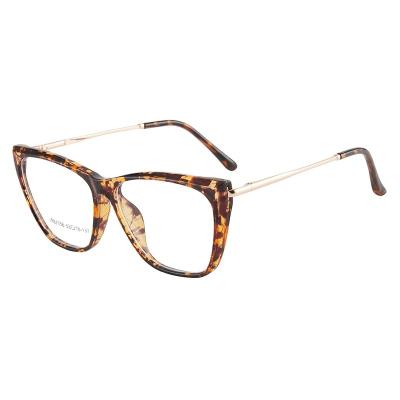 China Anti Blue Light Blocking TR90 Glasses Women Eyeglasses 87158 Glass Retro Big Leopard Fashion Computer Optical Glasses for sale