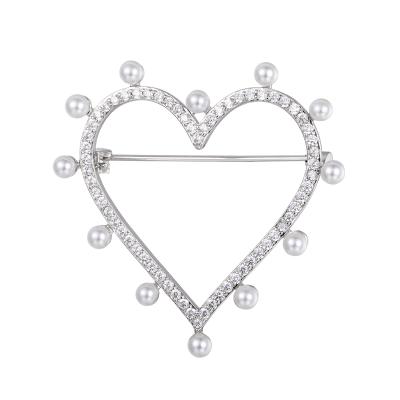 China Environmentally Friendly Zirconium Geometric Full Pearl Fashion Niche Design Fashion Kenjie Brooch Women's Heart, Rotary Bowknot Brooch for sale