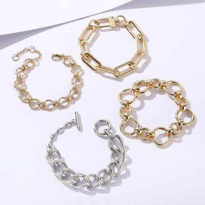 China fashion gold women gold women kJ raw cuban chain bracelet accessories raw copper stacking bracelet jewelry for sale