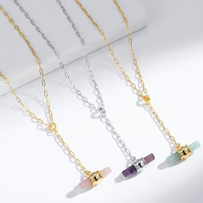 China Fashion kJ gold plated jewelry semi-precious gold silver semi-precious gold necklaces OT chain paper clip double layer chain necklace for sale