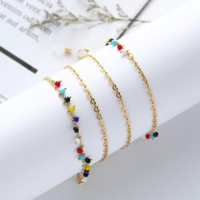 China Fashional Glass Accessories KJ Europe CIS Mixed Color Glass Beads Multifunctional Glasses Airpods Chain Anti-lose Chain for sale