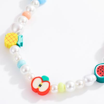 China kJ Fruity Pearl Polymer Clay Beads Patootie Soft Clay Fruit Mobile Phone Anti-lose Chain Anti-Drop Rope Manual Beading Female for sale