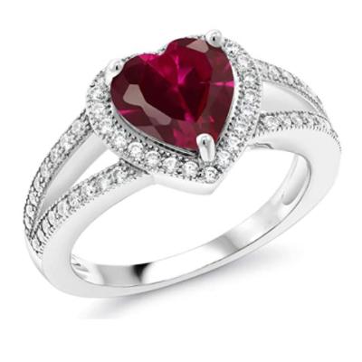 China CLASSIC Pink Emerald Sapphire Aquamarine Ruby Heart Wedding Anniversary Engagement Heart Rings For Women for sale