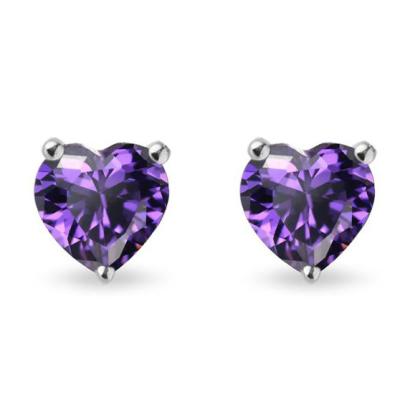 China CLASSIC Cubic Zircon Emerald Ruby Aquamarine Cushion Princess Round Heart Stud Earrings for sale