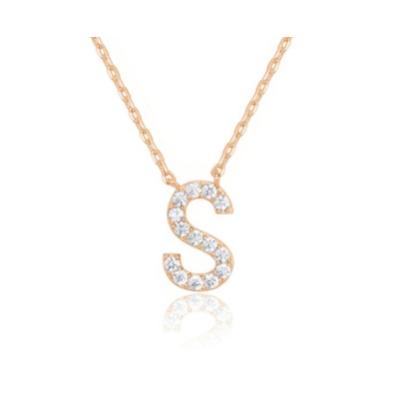 China CLASSIC A-Z Gold Plated Cubic Zirconia Initial Letter Necklaces For Women for sale