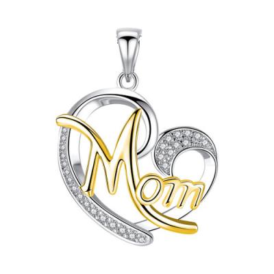 China CLASSIC Silver Tone Personality Charmed Love Heart Mom Two Gold Pendant Necklace for sale