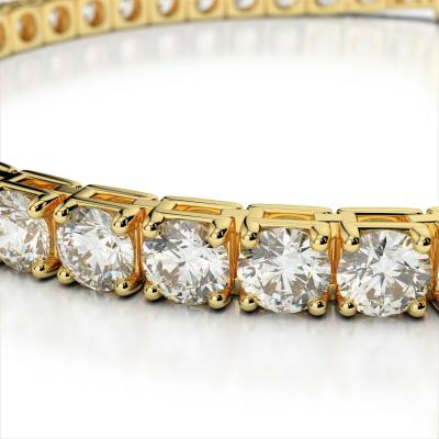 China CLASSIC Solid Round Cut 14K Yellow Gold Hallmarked Diamond Tennis Bracelet for sale