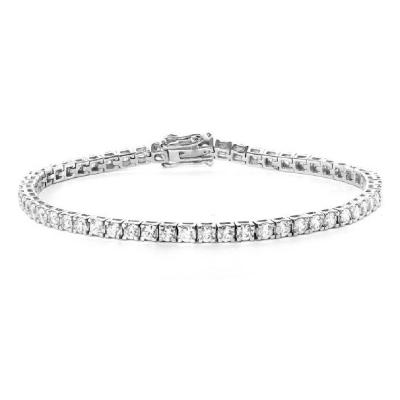 China CLASSIC Solid White 14K Gold Round Brilliant Diamond Tennis Bracelet for sale