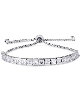 China Adjustable Slider Bolo Tennis CLASSIC Zircon Square Bracelet for sale