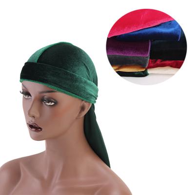 China Multifunctional Hip Hop Long Tail Pirate Hat Customized Logo Multi Color Fashion Designer Velvet Durags Hat For Men for sale