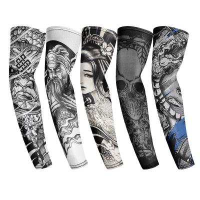 China Breathable 1PC Street Tattoo Arm Sleeves Sun Protection UV Arm Cover Seamless Outdoor Basketball Riding Sunscreen Arm Sleeves For Women Men for sale