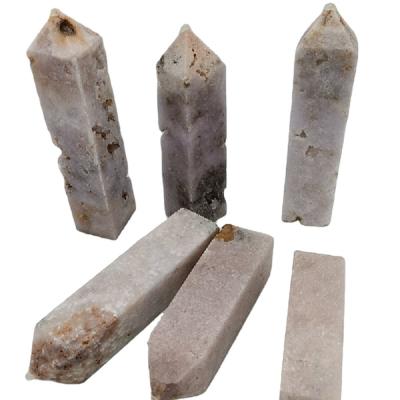 China Wholesale Natural Pink Geode Obelisks China Amethyst Tower Pink Purple Amethyst Crystal Point For Healing for sale