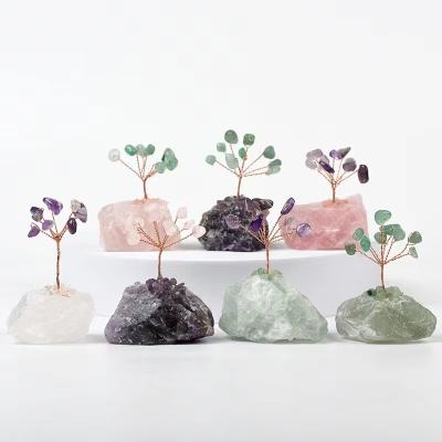 China Natural China Crystal Tree Lucky Amethyst Quartz Tree With Rough Gem Stone Base Wonderful Home Decoration Gifts for sale