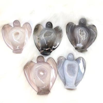 China China Wholesale Factory Customized Hand Carved Crystal Crafts Agate Geode Angel Figurine For Home Decor for sale